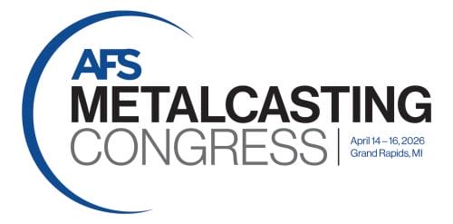 AFS Metalcasting Congress logo with blue crescent, April 14-16, 2026, Grand Rapids MI; relevant to industrial vacuum technology